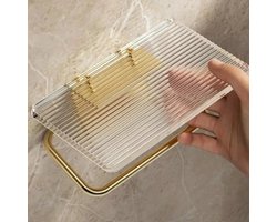 Moderne gouden toiletrolhouder van acryl met plank - zelfklevend, aan de muur te bevestigen, multifunctionele badkamerorganizer voor rollen en telefoon