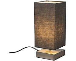 Moderne grijze tafellamp met stalen basis - E14 max 25W - Dimbaar - 29 cm hoog - Ideaal als bedlamp of bureaulamp