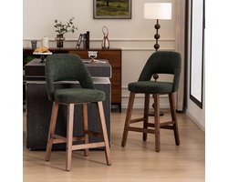 Moderne Groene Barkruk met Houten Zitting en Metalen Frame