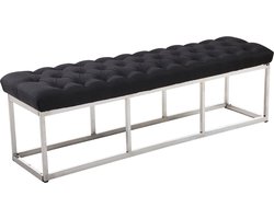 Moderne Halbank Linnie - 150cm zwart - RVS - Bank - Gangbank hout - Eetbank