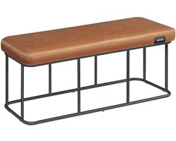 Moderne Halbank Zitbank van kunstleer en stalen frame, 300 kg draagvermogen, in bruin karamel
