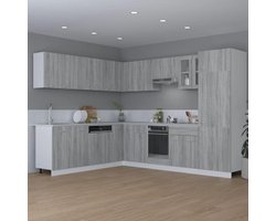 Moderne hangende keukenkast Lyon 80x31x60 cm – Grijze Sonoma houtafwerking – Wandkast voor keuken, badkamer of woonkamer – Duurzame wandkast van bewerkt hout met deuren – Meda Home Store