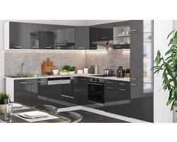 Moderne Hangkast R-Line | Keukenkast Wandmodule | Anthraciet Hoogglans/Wit | 45x31x60 cm | Verstelbare Plank | Stijlvolle Opbergoplossing