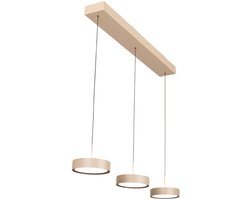 Moderne hanglamp Alieno | Eettafellamp | 3 lichts | zandkleur / crème / beige | metaal | 160 cm lang | dimbaar | katrolsysteem ; eenvoudig verstelbaar in hoogte | eetkamer / woonkamer lamp / werkkamer | modern / sfeervol / romatisch design