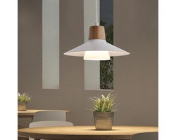 Moderne Hanglamp met 1 Lichtpunt voor Eettafel en Woonkamer - Verstelbare Houten en Glazen Lamp, Scandinavisch en Vintage Design