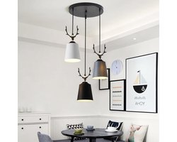 Moderne Hanglamp met Creatief Antler Ontwerp voor E27*3 LED Verlichting - Wit, Grijs en Zwart - Perfect voor Mid Century Interieur en Sfeervolle Decoratie