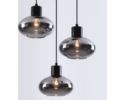 Moderne hanglamp met smoke glas, 3-lichts - Vida