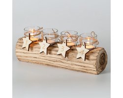 Moderne Houten Adventskrans met 4 Glazen Houders en Advent Cijfers | Kerstdecoratie