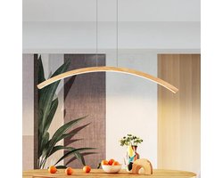 Moderne Houten LED Kroonluchter voor Eettafel en Woonkamer - Dimbaar en Hoogte Verstelbaar