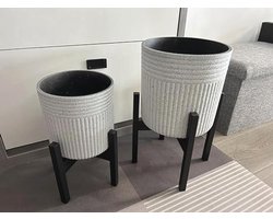 Moderne Imitatie Marmeren Plantenpotten met Standaard - Set van 2 (8 en 10 inch) voor Binnen en Buiten