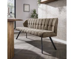 Moderne Industriële Eetkamerbank Taupe (180x59x84cm) - Eetkamerbank met Rugleuning - Eetafelbank met Rugleuning - Keukenbanken - Banken voor Eettafel - 4 Zitsbank - Eetbank