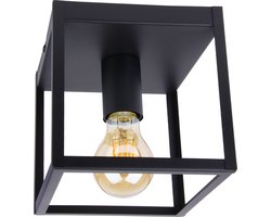Moderne industriële plafondlamp vierkant | Zwart | Incl. E27 lamp
