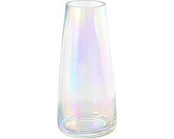 Moderne iriserende glazen vaas voor bloemen - 22 cm hoog, kleurrijke decoratie voor woonkamer en kantoor, uniek centerpiece 22×10 cm