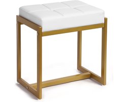 Moderne Kaptafel Kruk met Metalen Poten, Rechthoekige Poef voor Slaapkamer en Woonkamer