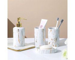 Moderne Keramische Badset - Luxe Aanrecht Accessoire Set - 4 Stuks - Wit - Keramiek
