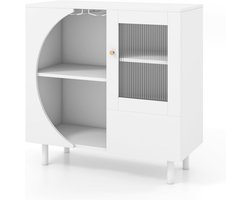 Moderne Keukenkast Dressoir Wit met Glashouder en Opbergruimte