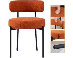 Moderne keukenstoel - gestoffeerde woonkamerstoel - oranje - stoel met gebogen rugleuning - eetkamerstoel met gebogen rugleuning - geschikt voor keuken en woonkamer