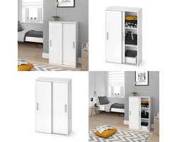 Moderne Kledingkast – Compacte Garderobekast met Schuifdeuren 108 cm – Opbergkast met Verstelbare Legplanken – Kast voor Slaapkamer, Kinderkamer of Hal – Sonoma Eiken – Industrialhome