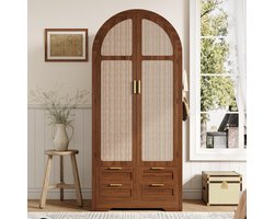 Moderne Kledingkast - Opbergkast Meubel - Slaapkamer Inrichting - Gebogen Deuren Design - 80x50x179 cm - Walnoot