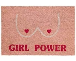 Moderne Kokosvezel Deurmat met Anti-Slip PVC Rug - Handgeschilderd Design in Roze - Afmetingen 70x40 cm - Geschikt voor Binnen en Buiten