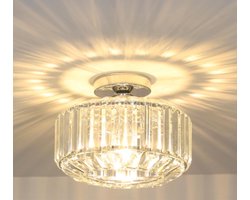 Moderne Kristal Plafondlamp - Kristallen Kroonluchter - Geschikt voor Woonkamer/Slaapkamer - Chroom - Glazen Lampenkap