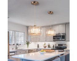 Moderne Kristallen Hanglamp - LED Kristallen - Kroonluchter - Goud - 20 cm - Gangpad of Hal Lamp - Crystal Led Lamp - Plafoniere