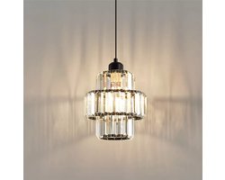 Moderne Kristallen Hanglamp - LED Kristallen - Kroonluchter - Zwart - 15 cm - Gangpad of Hal Lamp - Crystal Led Lamp - Plafoniere