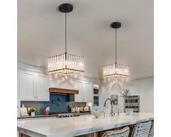 Moderne Kristallen Hanglamp - LED Kristallen - Kroonluchter - Zwart - 25 cm - Gangpad of Hal Lamp - Crystal Led Lamp - Plafoniere