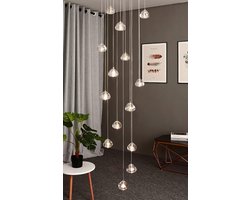 Moderne Kristallen Hanglamp met Glazen Bollen voor Woonkamer en Trappenhuis