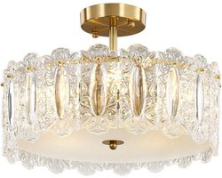Moderne kristallen kroonluchter - 40 cm - goud - semi-inbouwplafondlamp - led lamp - elegant design - woonkamer eetkamer - slaapkamer restaurant - E14 x 5