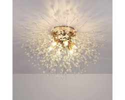 Moderne Kristallen Plafondlamp Gouden Vuurwerk Kristallen Kroonluchter- Plafondlamp 6 Vlammen G9 LED - Moderne Kristallen Plafondlampen - Lamp voor Woonkamer Slaapkamer Eetkamer Keuken Hal - Luxe Verlichting