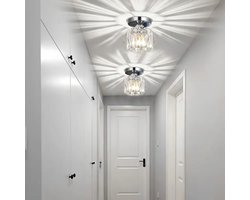 Moderne Kristallen Plafondlamp - LED Rond Kristallen - Kroonluchter - Chroom - Gangpad of Hal Lamp - Crystal Led Lamp - Plafoniere