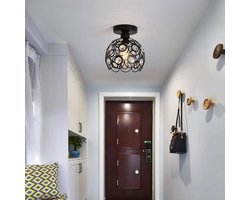 Moderne Kristallen Plafondlamp - LED Rond Kristallen - Kroonluchter - Zwart - Gangpad of Hal Lamp - Crystal Led Lamp - Plafoniere