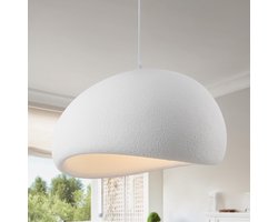 Moderne kroonluchter - Geschikt voor eetkamer, keuken, hal, slaapkamer Hanglamp - E27-fitting - Japanse Wabi-Sabi-stijl vogelnestvorm - Verlichting sarmatuur - Plafond bevestiging - Matwit - A-vorm - 40 cm/15,75"