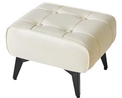 Moderne Kunstlederen Poef - Multifunctionele Accenttafel voor Slaapkamer en Woonkamer - 40 x 30 x 26 cm, Wit