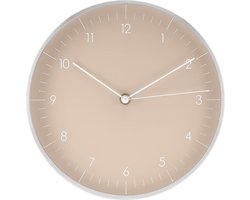 Moderne kwartswandklok in Scandinavisch design met geruisloos uurwerk, secondewijzer en Arabische cijfers, woonkamer, keuken, slaapkamer, modern en decoratief, crèmebeige