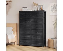Moderne ladekast 16 lades in stof – Metalen frame – Houten blad – Veelzijdige opbergoplossing woonkamer, slaapkamer en entree – Art Deco