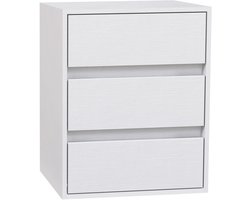 Moderne ladekast met 3 lades in wit hout, 40x30x50,5 cm