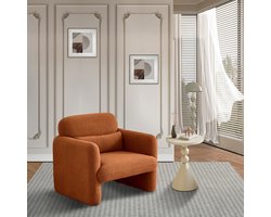Moderne lamsstoel, gestoffeerde accentstoel voor in de woonkamer met fauteuil, 86x77x80cm gecapitonneerde stoel voor in de slaapkamer, woonkamer, leeskamer, loungen, oranje