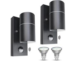 Moderne LED-buitenlamp met bewegingsmelder en schemeringssensor - IP44 waterdicht en energiezuinig