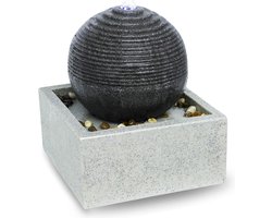 Moderne LED Fontein voor Binnen en Buiten - Grote Witte Decoratieve Fontein voor Tuin en Terras - Zen Ontspannende Tafeldecoratie - H 34 x 30 x 30 cm