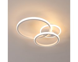 Moderne LED-plafondlamp, 42W 3500LM ronde plafondlamp, LED-kroonluchter van aluminium en acryl voor woonkamer, slaapkamer, keuken, lengte 52 cm (warm wit 3000K) wit