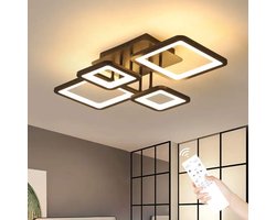 Moderne LED-plafondlamp, 54W dimbaar met afstandsbediening (3000-6500K), creatief rechthoekig design plafondlamp voor woonkamer, slaapkamer, keuken (zwart)