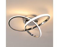 Moderne LED-plafondlamp, creatief design, aluminium kroonluchterlamp voor keuken, woonkamer, slaapkamer, eetkamer (zilver, 48W, warm wit licht, 3000K)