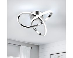 Moderne LED-plafondlamp, LED-ganglamp voor hal, slaapkamer, badkamer, keuken en balkon, gebogen ontwerp, zilver