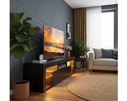 Moderne LED TV-meubel met Opbergruimte en RGB Verlichting – Wit – Voor TV’s 50-75 inch – Furniture Land TV-kast voor Woonkamer en Slaapkamer
