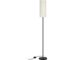 Moderne LED Vloerlamp Zwart met Verstelbare Kleurtemperatuur - Minimalistische Industrieel Hoog Staande Lamp met Stoffen Kap en Voetschakelaar, Perfect voor Woonkamer, Slaapkamer en Kantoor