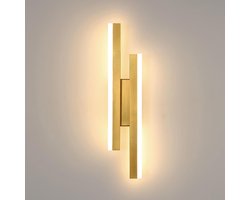 Moderne LED-wandlamp, 16W goud, 3 kleurtemperaturen, elegante LED-wandlamp voor binnen, 3000K/4500K/6500K LED-wandlamp voor slaapkamer, woonkamer, eetkamer, gang en trap