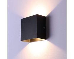 Moderne LED-Wandlamp voor Binnen - 6W - Wandlamp - Boven- en Onderverlichting - Aluminium - Geschikt voor Binnen- en Buitengebruik - Warm Wit Licht - Zwart