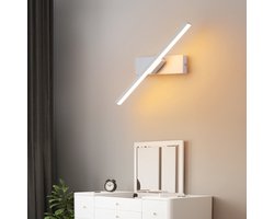 Moderne LED-wandlamp voor binnen,neutraal driekleurig licht, 300°8Wdraaibaar, zwarte wandlamp, acryl wandlamp voor badkamer, slaapkamer, eetkamer en hal,Wit,40cm